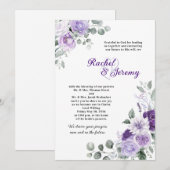 Elegant Purple Watercolor Floral Wedding 招待状 (正面/裏面)