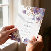 Elegant Purple Watercolor Floral Wedding 招待状
