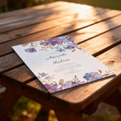 Elegant Purple Watercolor Floral Wedding 招待状