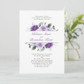 Elegant Purple Watercolor Floral Wedding 招待状 (スタンド正面)