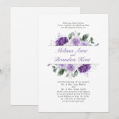 Elegant Purple Watercolor Floral Wedding 招待状 (正面/裏面)