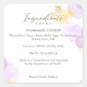 Elegant Purple Watercolor Ingredient Product スクエアシール (正面)