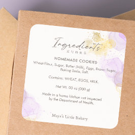 Elegant Purple Watercolor Ingredient Product スクエアシール