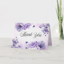 Elegant Purple Watercolor wedding サンキューカード