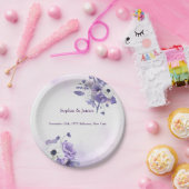Elegant Purple Watercolor wedding ペーパープレート (パーティー)