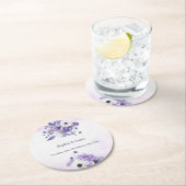 Elegant Purple Watercolor wedding ラウンドペーパーコースター (インサイチュ)