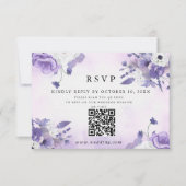Elegant Purple Watercolor wedding 出欠カード (正面)