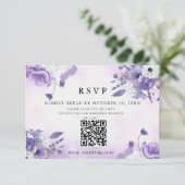 Elegant Purple Watercolor wedding 出欠カード (スタンド正面)