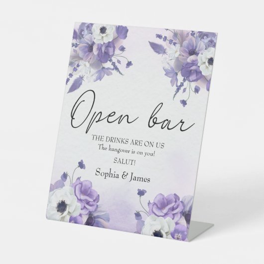 Elegant Purple Watercolor wedding 台座サイン (正面)