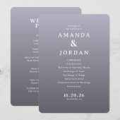 Elegant Purple Wedding Ceremony Template プログラム (正面/裏面)