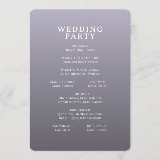Elegant Purple Wedding Ceremony Template プログラム (裏面)