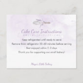 Elegant Purple Whisk Cake Care Instructions サンキューカード (正面)