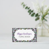Elegant Purple & White Floral QR Code Florist 名刺 (スタンド正面)