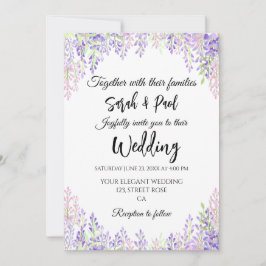 Elegant purple wisteria flower Wedding  招待状