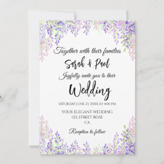 Elegant purple wisteria flower Wedding  招待状