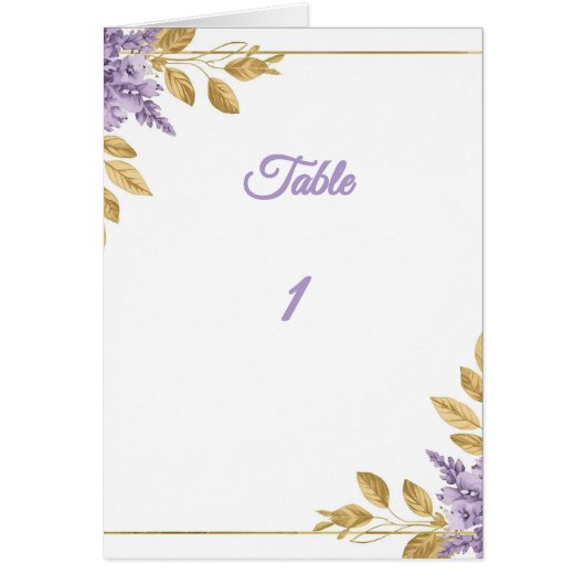 👉 Elegant Purple Wisteria Gold Floral Folded Tabl (正面)
