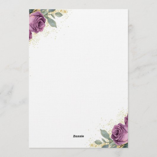 👉 Elegant Purple Wisteria & Gold Floral Wedding I 招待状 (裏面)