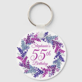 Elegant Purple Wreath 55th Birthday キーホルダー (正面)