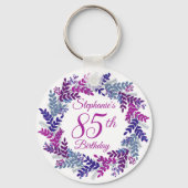 Elegant Purple Wreath 85th Birthday キーホルダー (正面)
