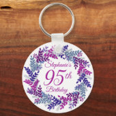 Elegant Purple Wreath 95th Birthday キーホルダー (正面)