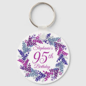 Elegant Purple Wreath 95th Birthday キーホルダー (裏面)