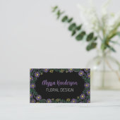 Elegant Purple & Yellow Floral QR Code Florist 名刺 (スタンド正面)