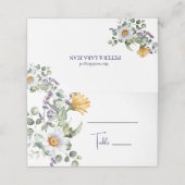 Elegant Purple Yellow Wildflower Wedding プレイスカード (外部開封)