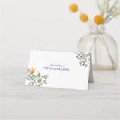 Elegant Purple Yellow Wildflower Wedding プレイスカード (裏面)