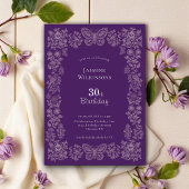 Elegant qr cod Floral Butterfly 30 Birthday Invite 招待状