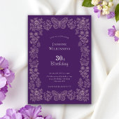 Elegant qr cod Floral Butterfly 30 Birthday Invite 招待状