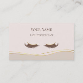 Elegant QR code Beige and Gold Lash Technician 名刺