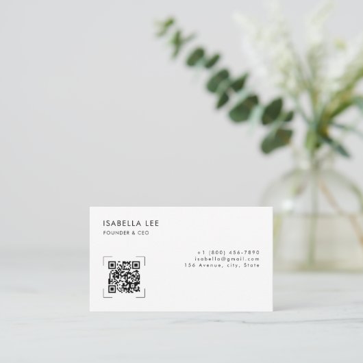 Elegant QR Code Black & White Business Card 名刺 (スタンド正面)