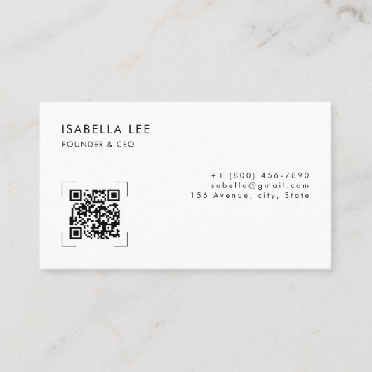Elegant QR Code Black & White Business Card 名刺 (正面)