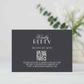 Elegant QR Code Black & White Wedding RSV Card 出欠カード (スタンド正面)