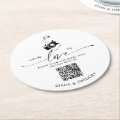 Elegant QR Code Capture the Love Photo Sharing  ラウンドペーパーコースター (アングル)