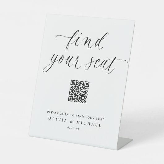 Elegant QR Code Digital Seating Chart Wedding 台座サイン (正面)