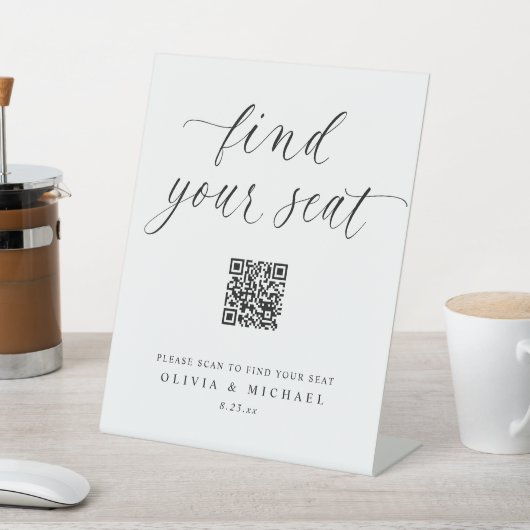 Elegant QR Code Digital Seating Chart Wedding 台座サイン (インサイチュ)