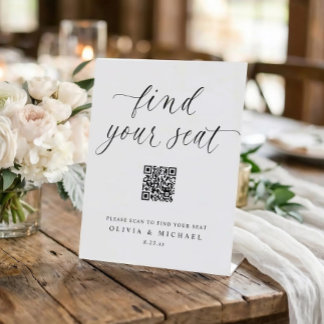 Elegant QR Code Digital Seating Chart Wedding 台座サイン