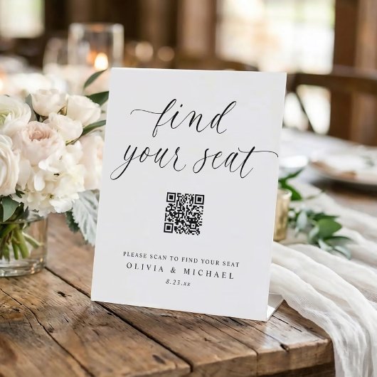 Elegant QR Code Digital Seating Chart Wedding 台座サイン