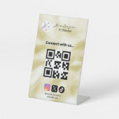 Elegant Qr code Logo Gold Texture 台座サイン (正面)