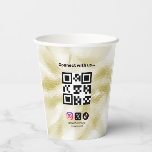Elegant Qr code Logo Gold Texture 紙コップ (裏面)