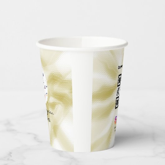 Elegant Qr code Logo Gold Texture 紙コップ (左)