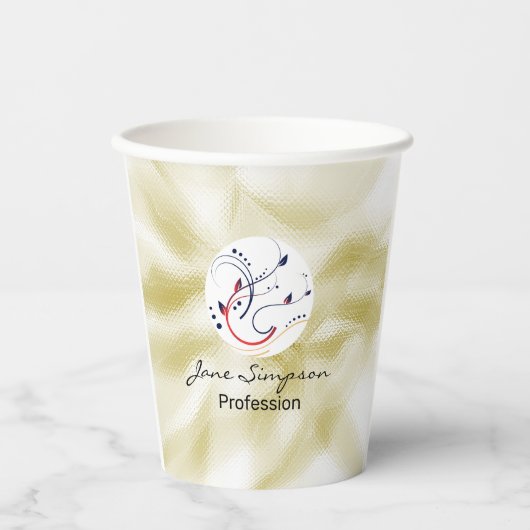 Elegant Qr code Logo Gold Texture 紙コップ (正面)