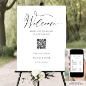 Elegant QR Code Seating Plan Wedding Welcome Sign ポスター