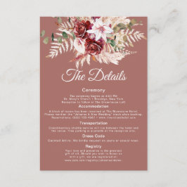 Elegant QR Code Wedding Info Card | Dusty Rosewood エンクロージャーカード