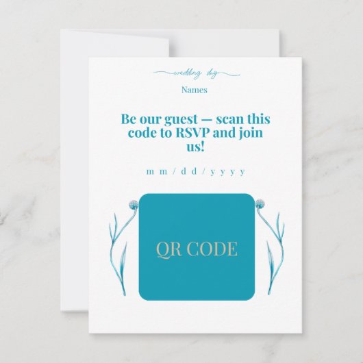 Elegant QR Code Wedding Invitation Minimalist RSVP (正面)