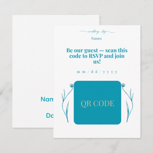 Elegant QR Code Wedding Invitation Minimalist RSVP (正面/裏面)