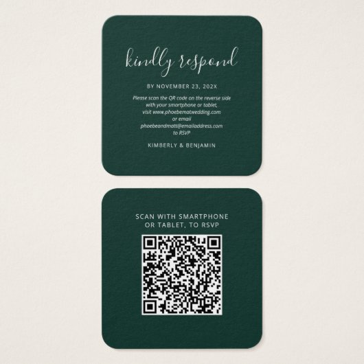 Elegant QR Code Wedding RSVP Card (正面&裏面)