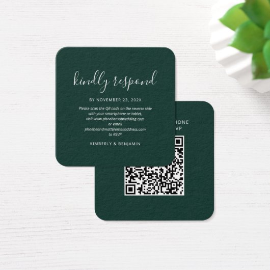 Elegant QR Code Wedding RSVP Card (デスク)