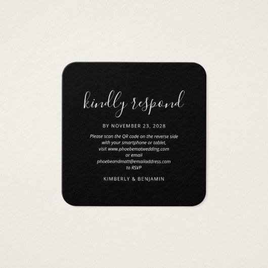 Elegant QR Code Wedding RSVP Mini Card (正面)